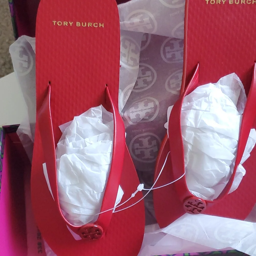 Tory birch flip flops red two other colors as shown so comfy lowered